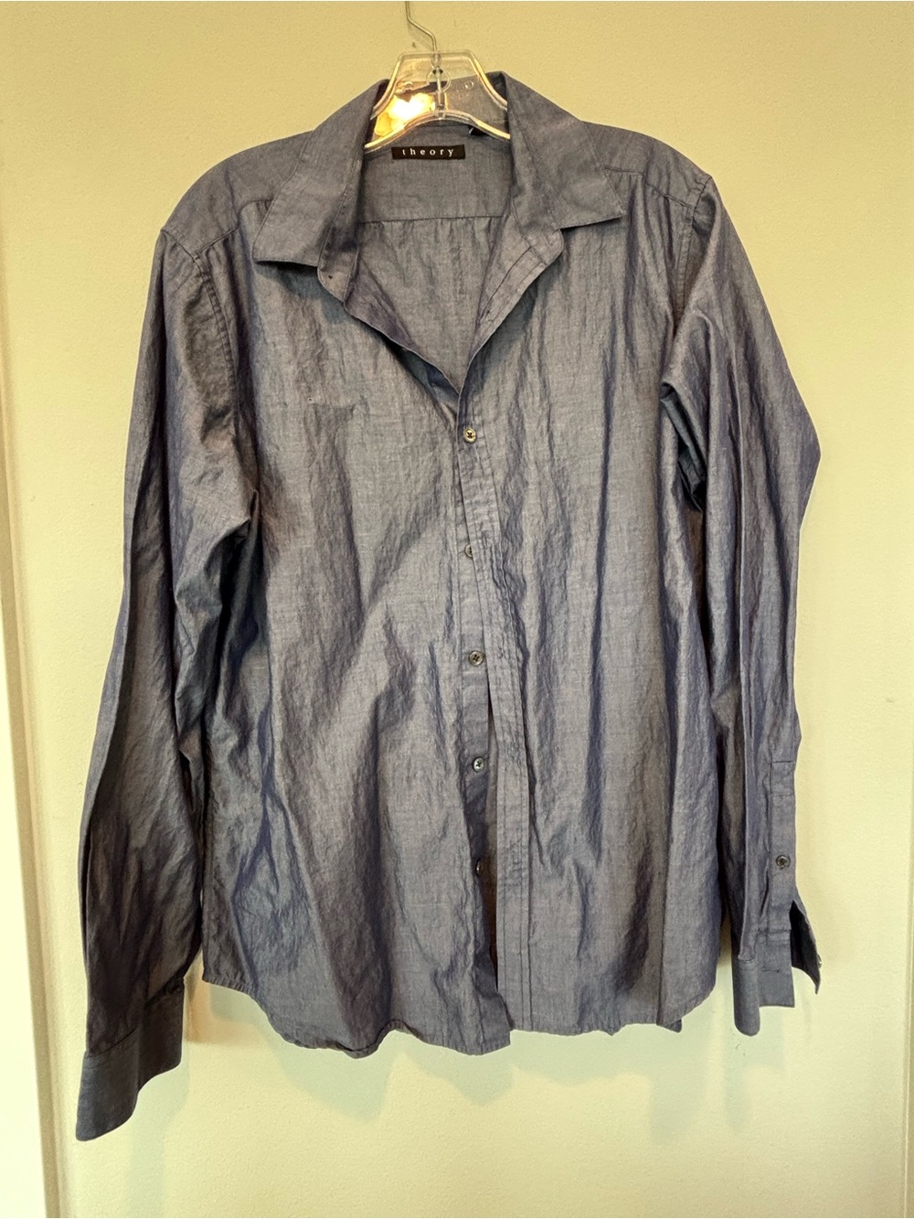 Theory Men's Long-Sleeve Button-Up Shirt in Denim Blue